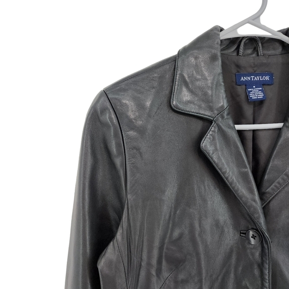 Ann Taylor Vintage Women's Button Front 100% Leather Jacket - S - Picture 2 of 5